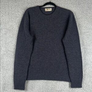 Irish Crone Crew Neck Long Sleeve 100% WO Wool Gray Sweater Men’s Size XL